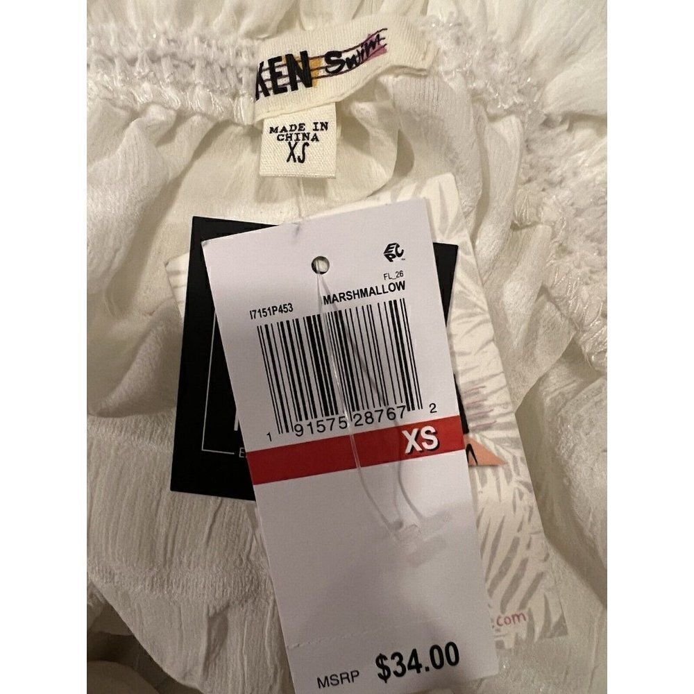 Miken White Juniors' Ruffled Swim Cover-up Dress Sparkle Extra Small NWT - Picture 6 of 8